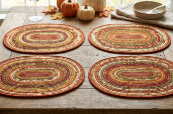 Holiday fall-themed placemats made with jelly-rolls